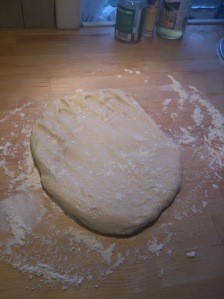 Note: I have covered a large area of the counter with flour.